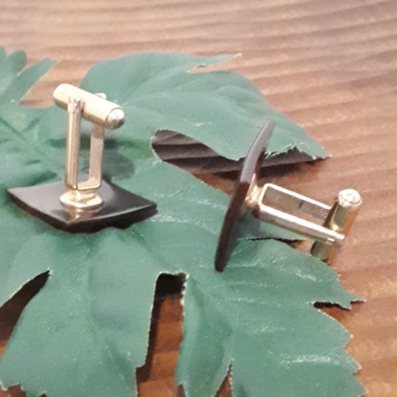 Vintage Bakelite Cufflinks Gold Tone Men Jewelry Accessories - Picture 3 of 4